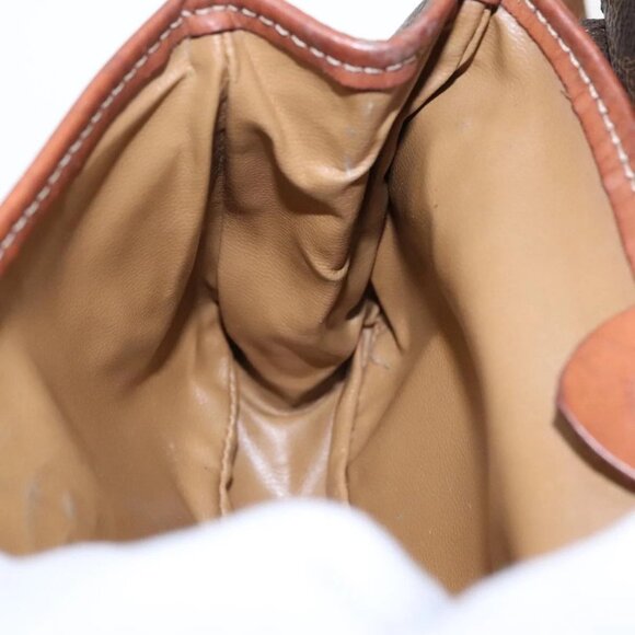 CELINE Macadam Canvas Shoulder Bag PVC Leather Brown Gold Auth 88287 - Picture 13 of 16